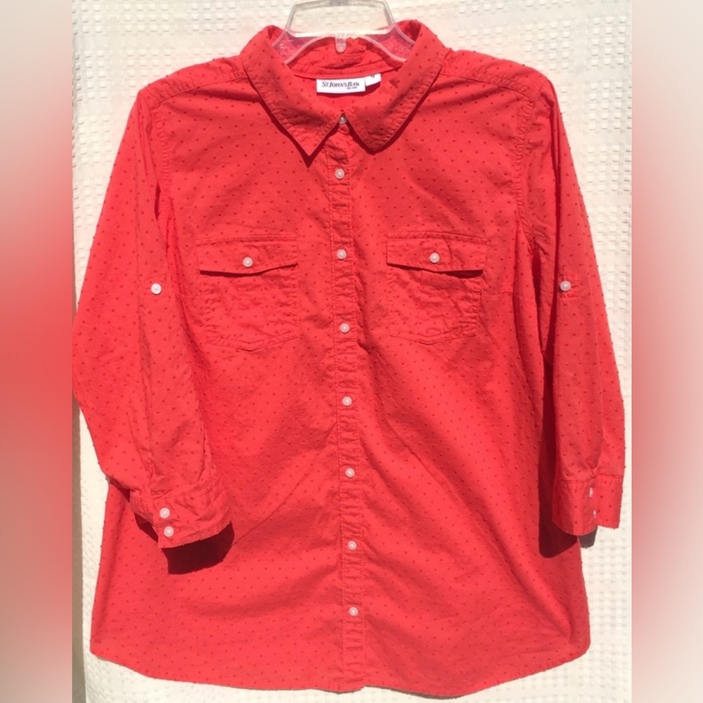 St. John’s Bay Plus Size 3/4 Sleeve Button Down 1X